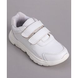 Pine Kids School Shoes with Velcro Closure - White