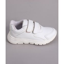 Pine Kids School Shoes with Velcro Closure - White