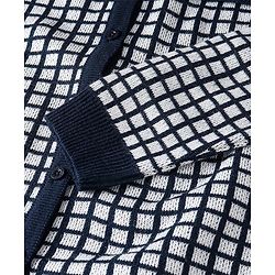 Pine Kids Full Sleeves Pull Over Sweater with Check Print - Navy & White