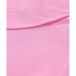 Pine Kids Knitted Full Sleeves Solid Color Woollen Dress with Belt - Light Pink