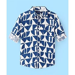 Pine Kids Viscose Woven Half Sleeves Collar Neck Printed Shirt - Multicolour