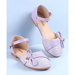 Pine Kids Ballerinas with Buckle Closure & Bow Applique - Purple