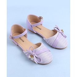 Pine Kids Ballerinas with Buckle Closure & Bow Applique - Purple