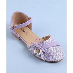 Pine Kids Ballerinas with Buckle Closure & Bow Applique - Purple