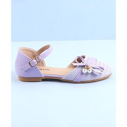 Pine Kids Ballerinas with Buckle Closure & Bow Applique - Purple