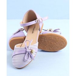 Pine Kids Ballerinas with Buckle Closure & Bow Applique - Purple