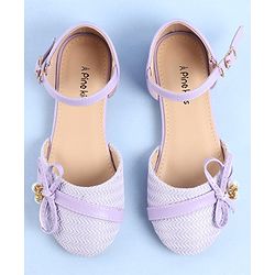 Pine Kids Ballerinas with Buckle Closure & Bow Applique - Purple