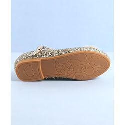 Pine Kids Ballerinas with Velcro & Buckle Closure Bow Applique - Golden