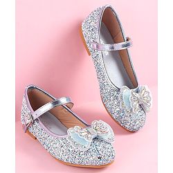 Pine Kids Ballerinas with Velcro & Buckle Closure Bow Applique - Golden