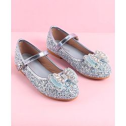 Pine Kids Ballerinas with Velcro & Buckle Closure Bow Applique - Golden