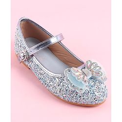 Pine Kids Ballerinas with Velcro & Buckle Closure Bow Applique - Golden