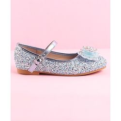 Pine Kids Ballerinas with Velcro & Buckle Closure Bow Applique - Golden