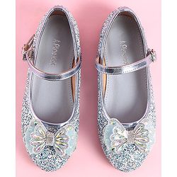 Pine Kids Ballerinas with Velcro & Buckle Closure Bow Applique - Golden