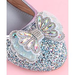 Pine Kids Ballerinas with Velcro & Buckle Closure Bow Applique - Golden