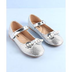 Pine Kids Ballerinas with Velcro Closure Pearl Applique - Silver