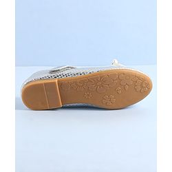 Pine Kids Ballerinas with Velcro Closure Pearl Applique - Silver