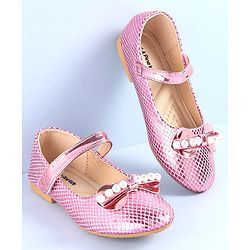 Pine Kids Ballerinas with Velcro Closure Pearl Applique - Silver