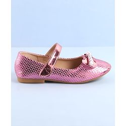 Pine Kids Ballerinas with Velcro Closure Pearl Applique - Silver