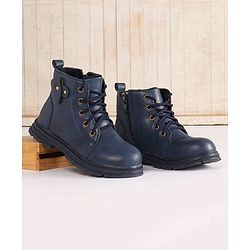 Pine Kids Winter Boots with Lace Up Closure -  Blue