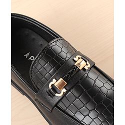 Pine Kids Slip On Party Wear Shoes with Applique - Black
