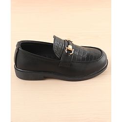 Pine Kids Slip On Party Wear Shoes with Applique - Black