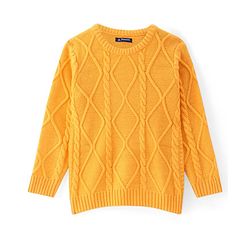 Pine Kids Knitted Full Sleeves Pullover  Sweater & Pant Set with Cable Knit Design  - Mustard