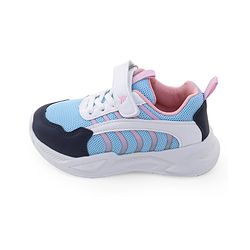 Pine Kids Sneaker with Lace up & Velcro Closure - Blue & Pink