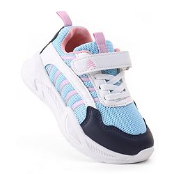 Pine Kids Sneaker with Lace up & Velcro Closure - Blue & Pink