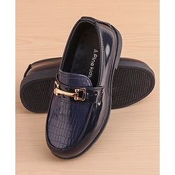 Pine Kids Slip on Formal Wear Shoes with Chain Link - Navy Blue