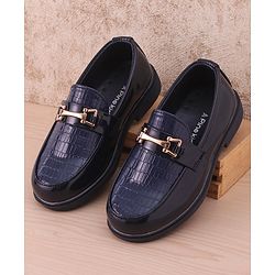 Pine Kids Slip on Formal Wear Shoes with Chain Link - Navy Blue