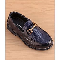 Pine Kids Slip on Formal Wear Shoes with Chain Link - Navy Blue
