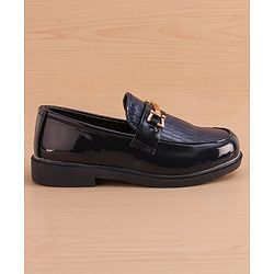 Pine Kids Slip on Formal Wear Shoes with Chain Link - Navy Blue