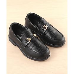 Pine Kids Slip On Loafers with  Checkered Design - Black