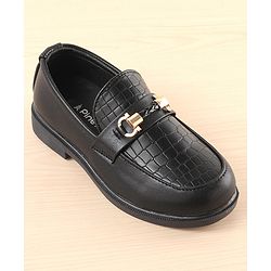 Pine Kids Slip On Loafers with  Checkered Design - Black