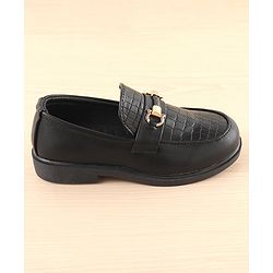 Pine Kids Slip On Loafers with  Checkered Design - Black