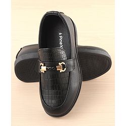 Pine Kids Slip On Loafers with  Checkered Design - Black