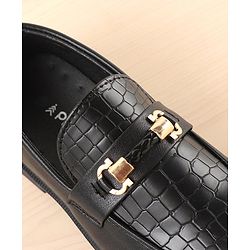 Pine Kids Slip On Loafers with  Checkered Design - Black