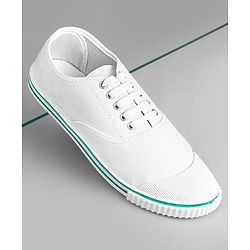 Pine Kids Solid Lace Up School Shoes - White