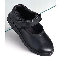 Pine Kids Solid School Shoes with Velcro Closure - Black