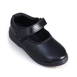 Pine Kids Solid School Shoes with Velcro Closure - Black