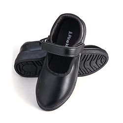 Pine Kids Solid School Shoes with Velcro Closure - Black