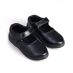 Pine Kids Solid School Shoes with Velcro Closure - Black