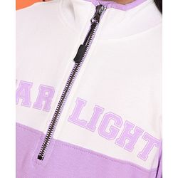 Pine Kids Cotton Knit Full Sleeves Winter Frock with Text Print - Lavender