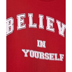 Pine Kids Cotton Knit Full Sleeves Sweatshirt Dress With Text Print - Red