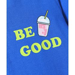 Pine Kids Cotton Knit Full Sleeves Hooded Sweatshirt Dress With Text Print & Kangaroo Pockets - Blue