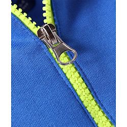 Pine Kids Cotton Knit Full Sleeves Hooded Sweatshirt Dress With Text Print & Kangaroo Pockets - Blue