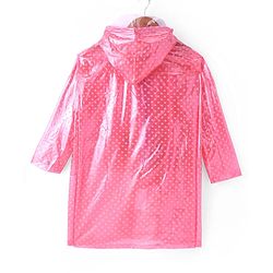Pine Kids Full Sleeves Hooded Raincoat Polka Dots Print & Unicorn Patch Detailing - Pink