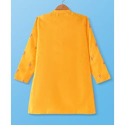 Pine Kids Woven Full Sleeves Embroidered Kurta Pyjama Set - Yellow