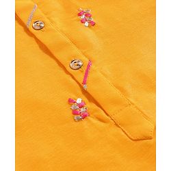 Pine Kids Woven Full Sleeves Embroidered Kurta Pyjama Set - Yellow