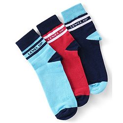 Pine Kids Knitted Silvadur Antimicrobial Ankle Length Text Design Socks Pack of 3 ( Color May Vary  )